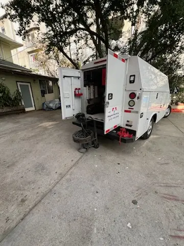 Magnet Plumbing service vehicle on-site for Slab Leak Repair in Villas